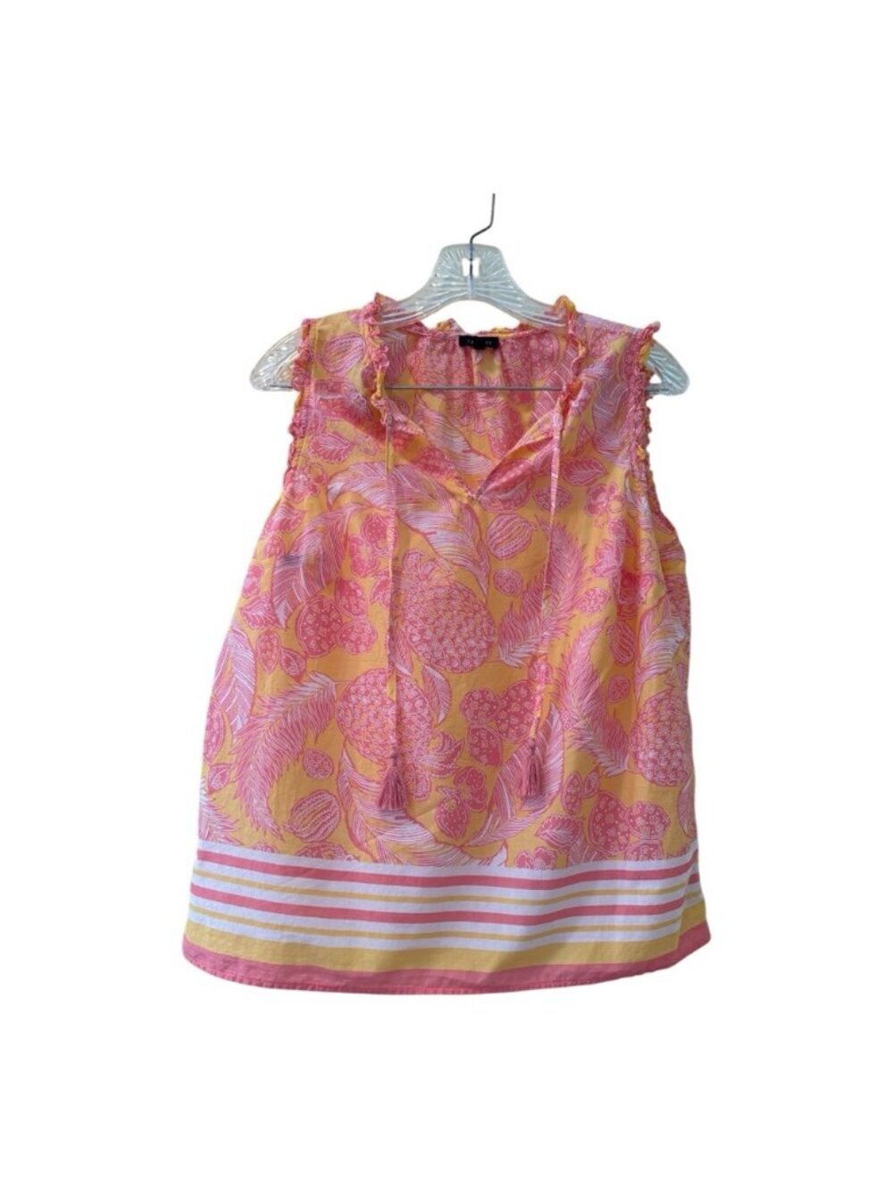 Pink and Yellow Ruffled Relaxed Blouse